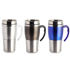 Caneca Inox com Detalhes Plástico 400 ml Personalizada