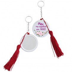 Botton Espelho Chaveiro com Tassel Personalizado