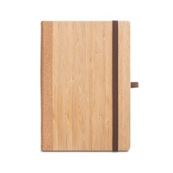 Caderno A5 capa dura folha de bambu e cortiça folhas pautadas Personalizada