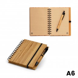 Caderno A6 e Caneta em Bambu Personalizado