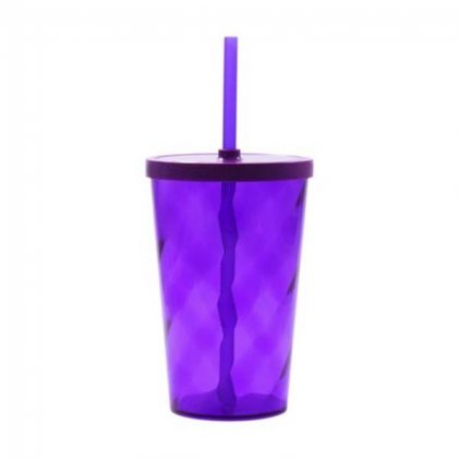 Copo Plástico Espiral com Tampa e Canudo 550 ml Personalizado