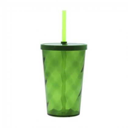 Copo Plástico Espiral com Tampa e Canudo 550 ml Personalizado