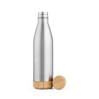 Garrafa em aço inox Reciclado com tampa em bambu 800 mL Personalizada