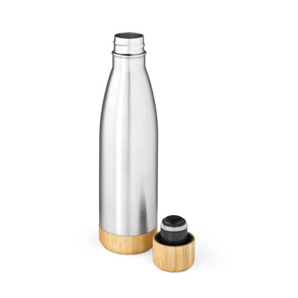 Garrafa em aço inox Reciclado com tampa em bambu 800 mL Personalizada