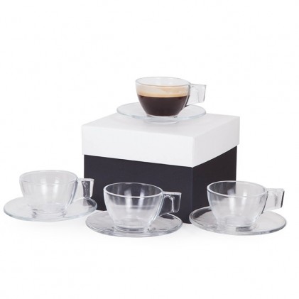 Kit Café com 4 Xícaras de Vidro 90 ml Personalizada