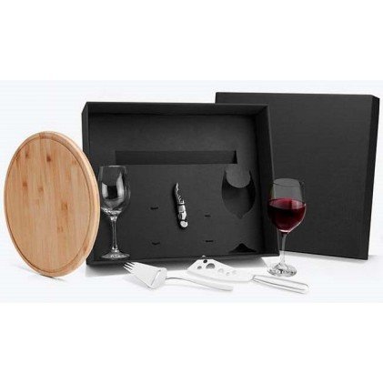 Kit Queijo e Vinho com Tábua em Bambu Personalizado 