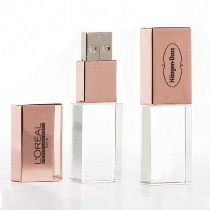 Pen Drive de Vidro Com Tampa Plástica 4GB Personalizado