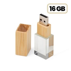 Pen Drive Vidro e Madeira 16GB Personalizado