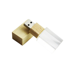 Pen Drive Vidro e Madeira 32GB Personalizado