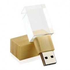 Pen Drive Vidro e Madeira 32GB Personalizado